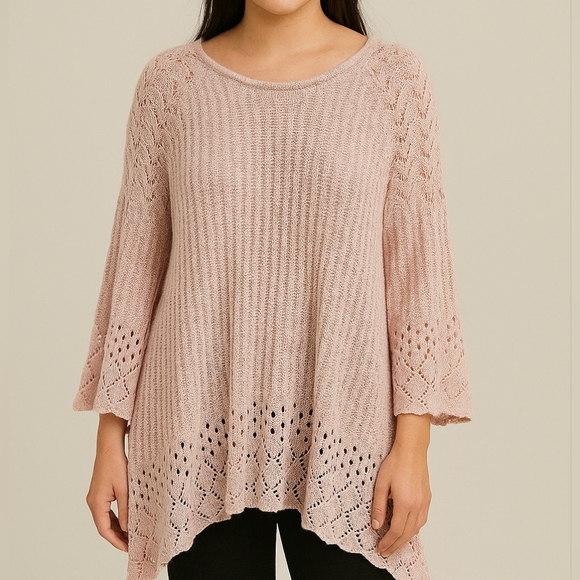 LC Lauren Conrad Tops - Lauren Conrad Pink Crochet Knit Top Women’s Size Medium